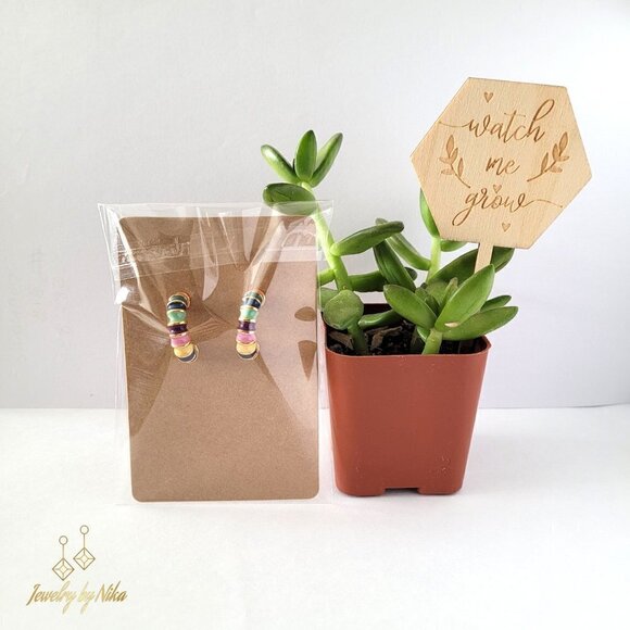 NEW 14K Yellow Gold Multicolor Enameluxe Boho Unique Hoop Luxury Stud Earrings - Picture 14 of 15